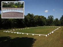 Load image into Gallery viewer, Photograph of Dressage Arena, 20 by 40 metres in field, complete with Dressage Tower Markers. Option includes 12 Dressage Tower Markers.
