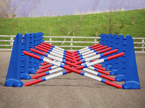 Carol Mailer Grid Set in Blue, comprised of: 14 Blue 8 Cups and 14 9 Band Pro Poles coloured: Red, Blue & White.