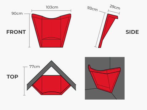 Fixing diagram of Corner Hay Feeder showing dimensions.