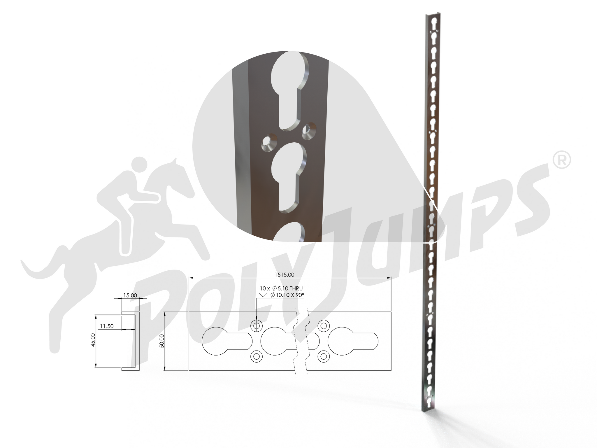 Aluminium Keyhole Track | 1.5m – PolyJumps