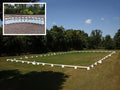 Photograph of Dressage Arena, 20 by 40 metres in field, complete with Dressage Tower Markers. Option includes 12 Dressage Tower Markers.