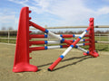 Photograph of a pair of Red 8 Cups with 5 9 Band Poles coloured: Red, Blue & White.