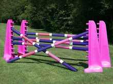 Load image into Gallery viewer, 2 pairs of Pink 8 Cups with 6 Pro Poles coloured: Purple, White &amp; Pink.
