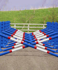 Carol Mailer Grid Set in Blue, comprised of: 14 Blue 8 Cups and 14 9 Band Pro Poles coloured: Blue, Red & White.