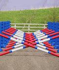 Carol Mailer Grid Set in Blue, comprised of: 14 Blue 8 Cups and 14 9 Band Pro Poles coloured: Red, Blue & White.