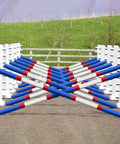 Carol Mailer Grid Set in White, comprised of: 14 White 8 Cups and 14 9 Band Pro Poles coloured: Blue, Red & White.