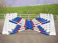 Carol Mailer Grid Set in White, comprised of: 14 White 8 Cups and 14 9 Band Pro Poles coloured: Blue, Red & White.