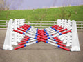 Carol Mailer Grid Set in White, comprised of: 14 White 8 Cups and 14 9 Band Pro Poles coloured: Red, Blue & White.