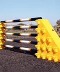 A Pair of Yellow Combi Blocks set up facing outwards with 5 Pro Poles. 