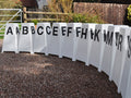 Close up of Dressage Tower Markers to show scratch resistant painted lettering. 