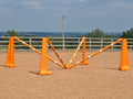 PolyJumps Spider set comprised of 2 pairs of Orange 8 Cups and 4 9 Band Pro Poles coloured: Orange and White.