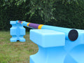 Photo of a Club Style Pole on the Baby Blue PolyJump Blocks.