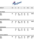 PolyJumps Poloshirt Size Guide.