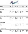 PolyJumps Poloshirt Size Guide.